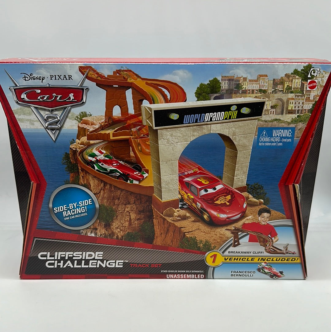 Disney Pixar Cars Movie - Cars 2 Cliffside Challenge Track Set - Playset with Cliff Track & Francesco Bernoulli Included