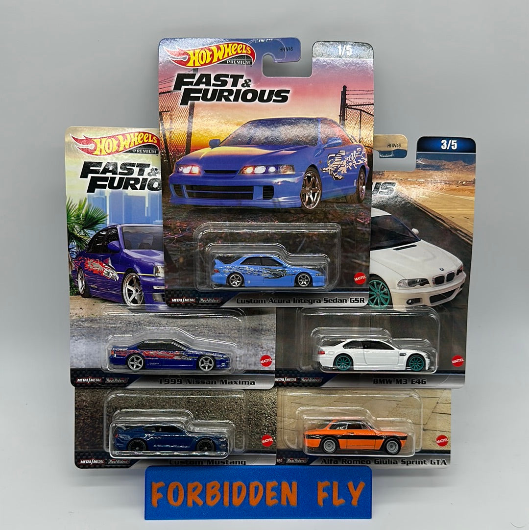 Hot Wheels Premium - Retro Entertainment Fast & Furious 2023 Mix C Set of 5