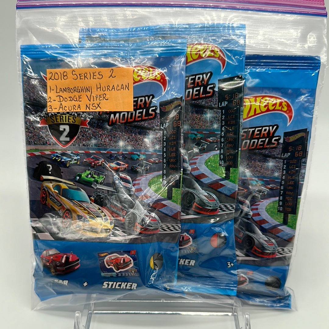 Hot Wheels 2018 Mystery Models Baggie - Series 2 Chase set of 3 (#1, #2, #3) - Lamborghini Huracan, Dodge Viper, Acura NSX