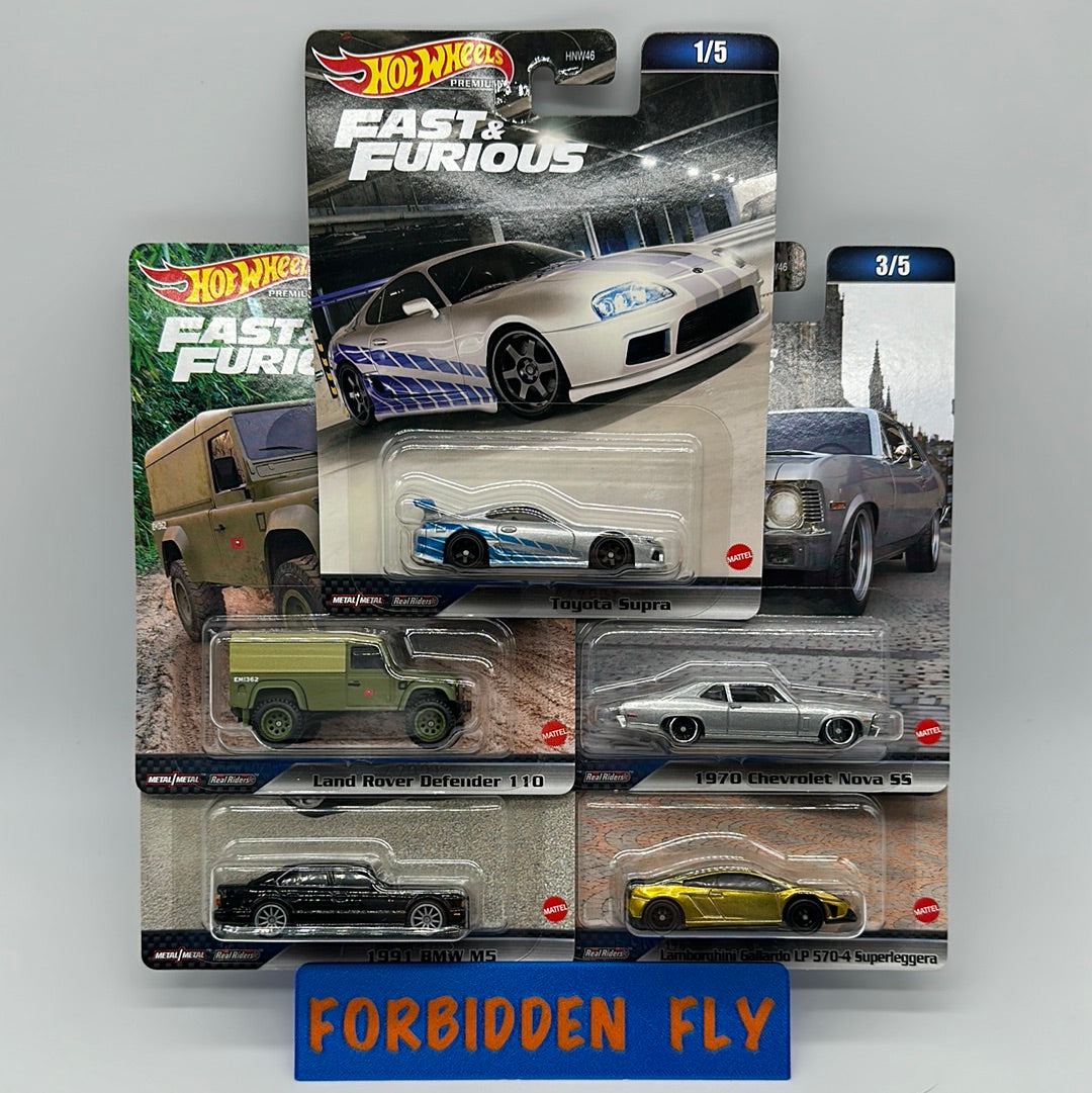 Hot Wheels Premium - Retro Entertainment Fast & Furious 2023 Mix D Set of 5
