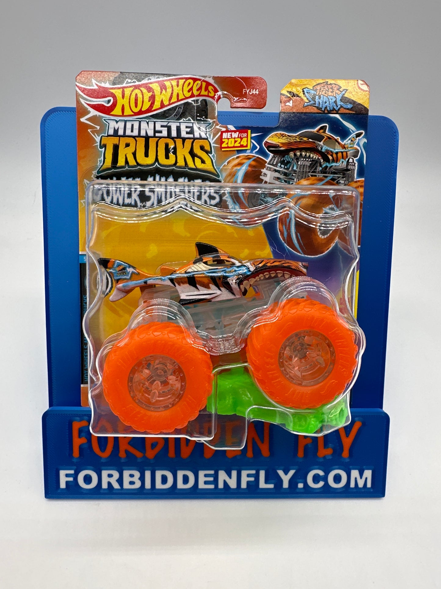 Hot Wheels Monster Trucks Power Smashers - w/ Crushed Car - Tiger Shark - New For 2024