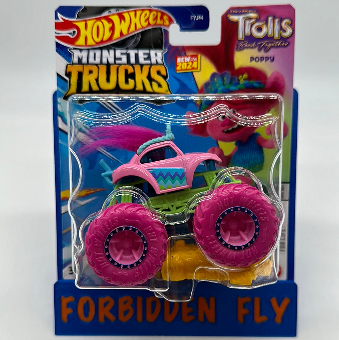 Hot Wheels Monster Trucks - w/ Connect and Crash Car - Trolls Band Together - Poppy
