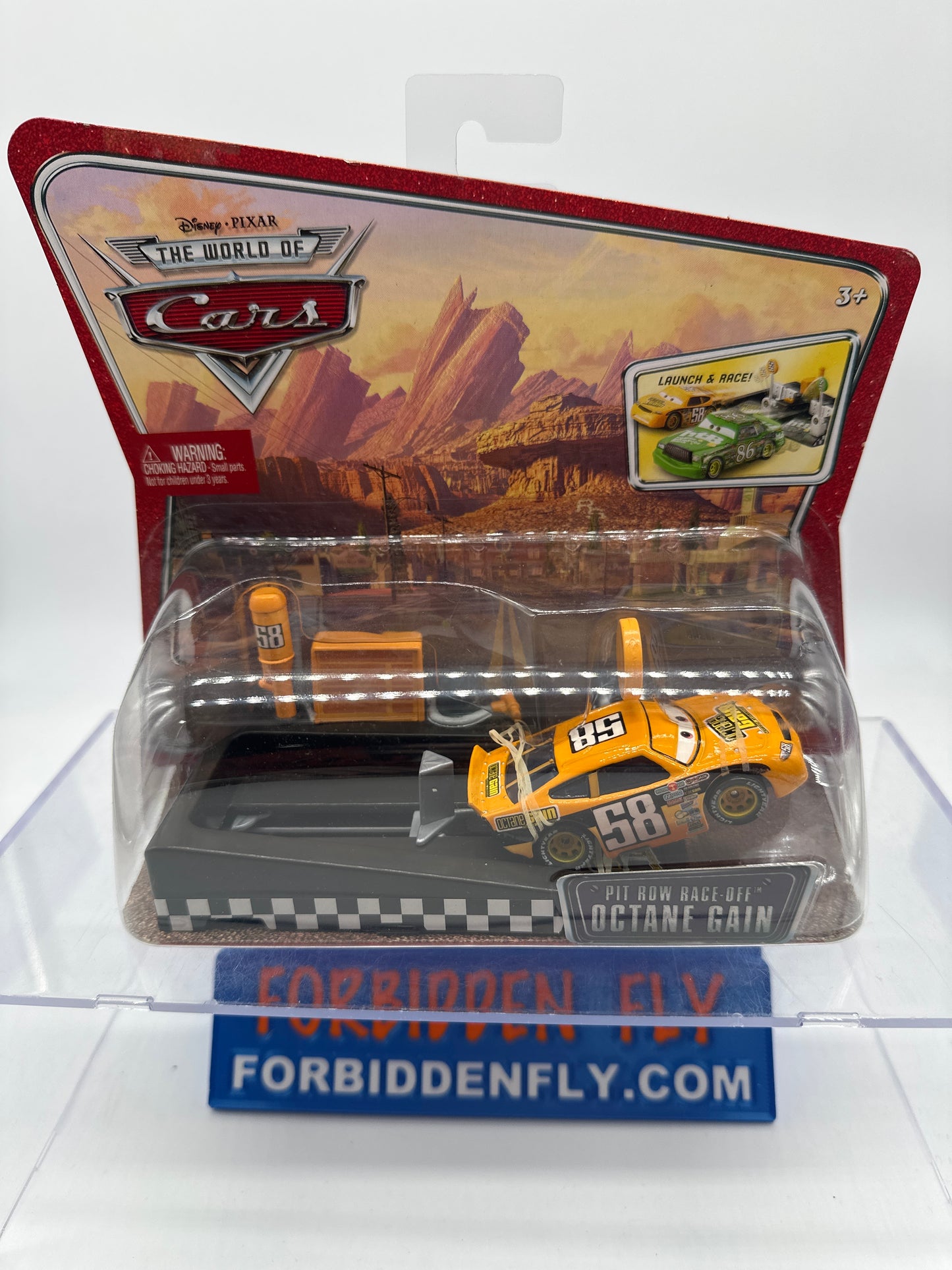 Disney Pixar Cars Movie - World of Cars Launcher and Vehicle Set - Pit Row Race Off Octane Gain #58