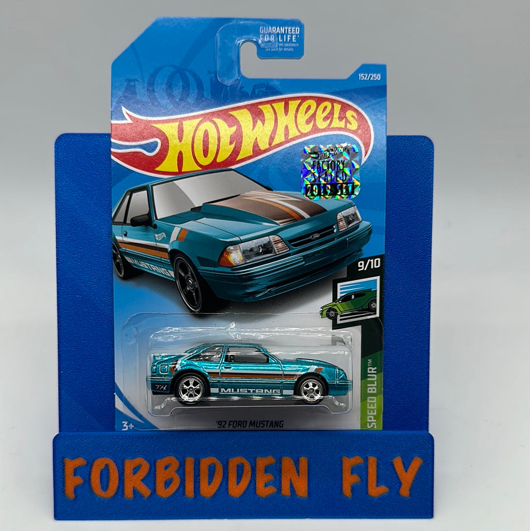Hot Wheels 2019 Super Treasure Hunt - Factory Stickered - Teal Foxbody ‘92 Ford Mustang