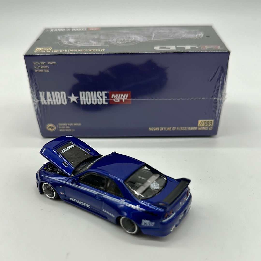 Kaido House (x MiniGT) - Regular Release #089 - Blue Nissan Skyline GT-R (R33) Kaido Works V2