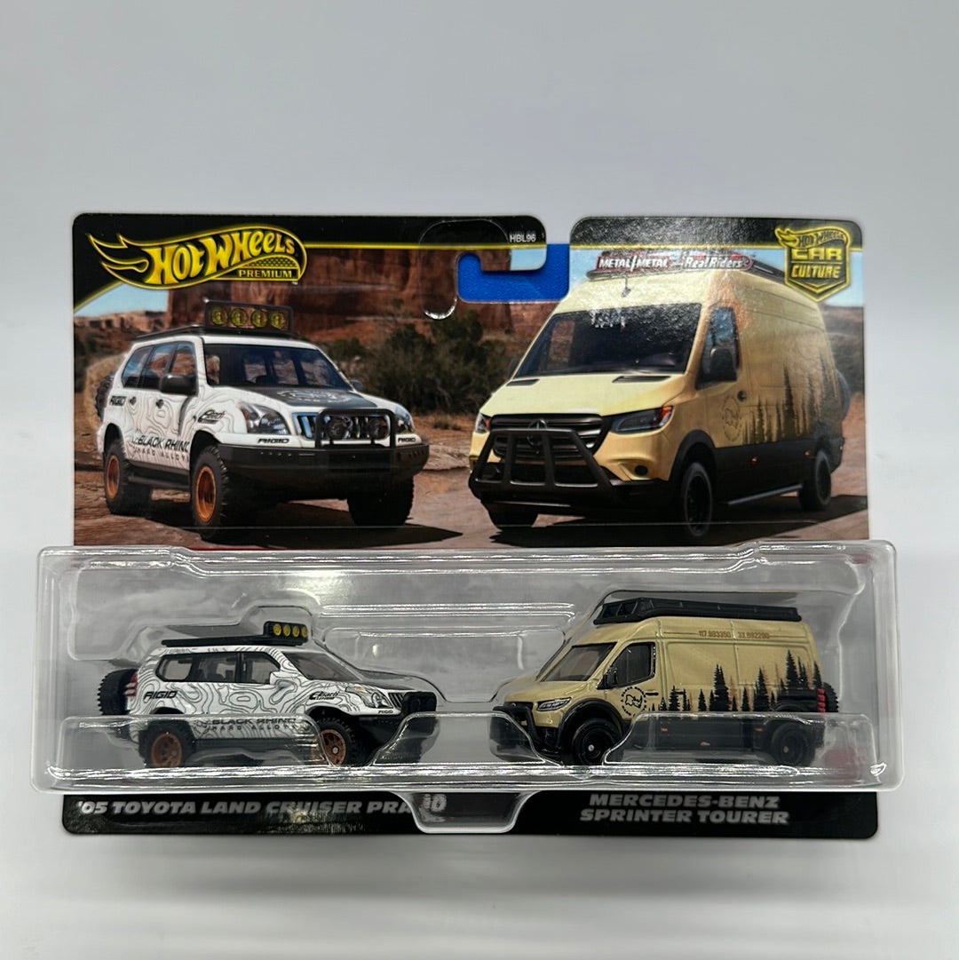 Hot Wheels Car Culture - Target Exclusive Premium 2 Pack - ‘05 Toyota Land Cruiser Prado & Mercedes-Benz Sprinter Tourer