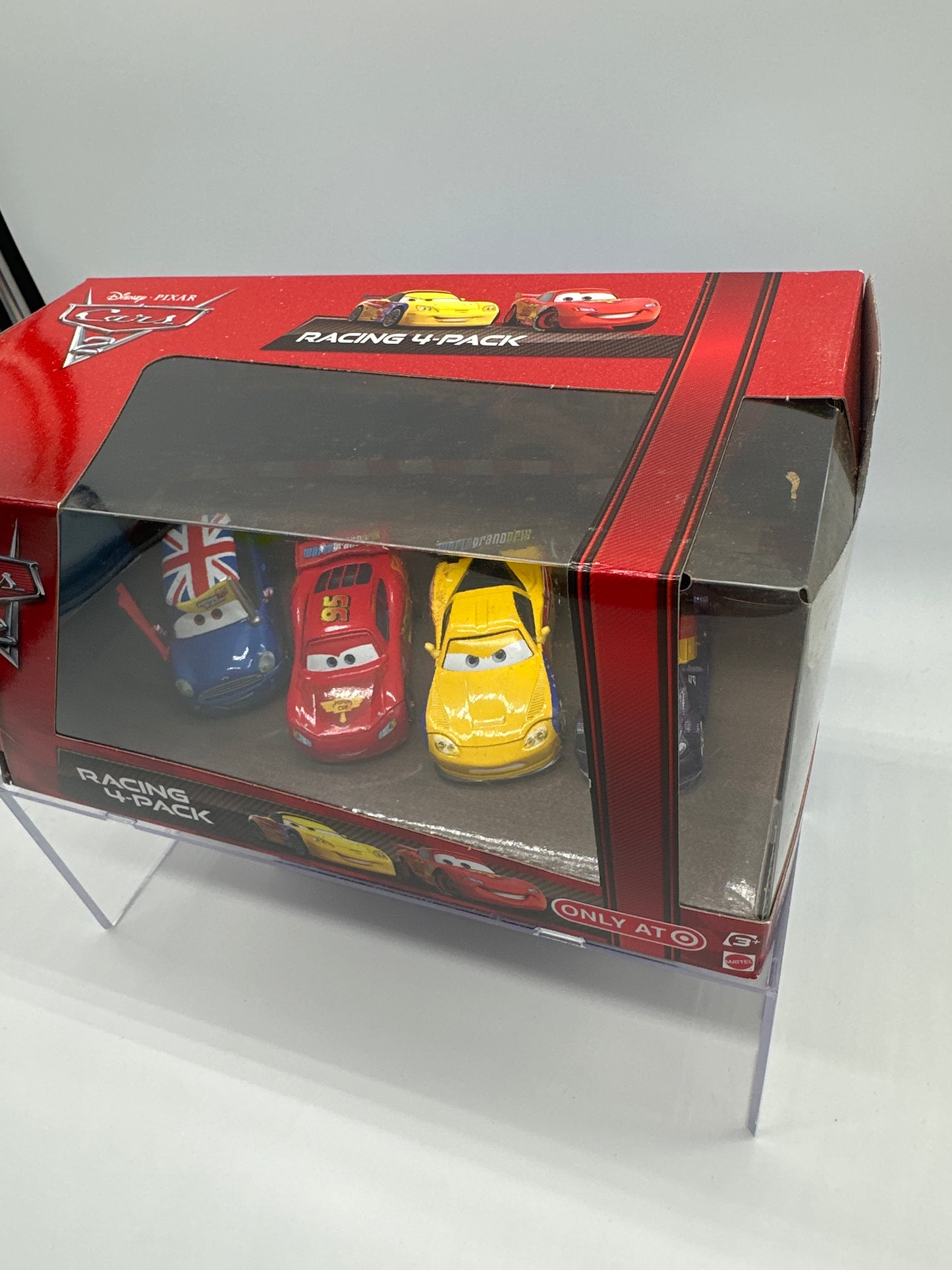 Disney Pixar Cars Movie - Target Exclusive Cars 2 Racing (Four) 5 Pack - Jeff Gorvette, Max Schnell, Lightning McQueen with Racing Wheels, Ronnie Del Cooper