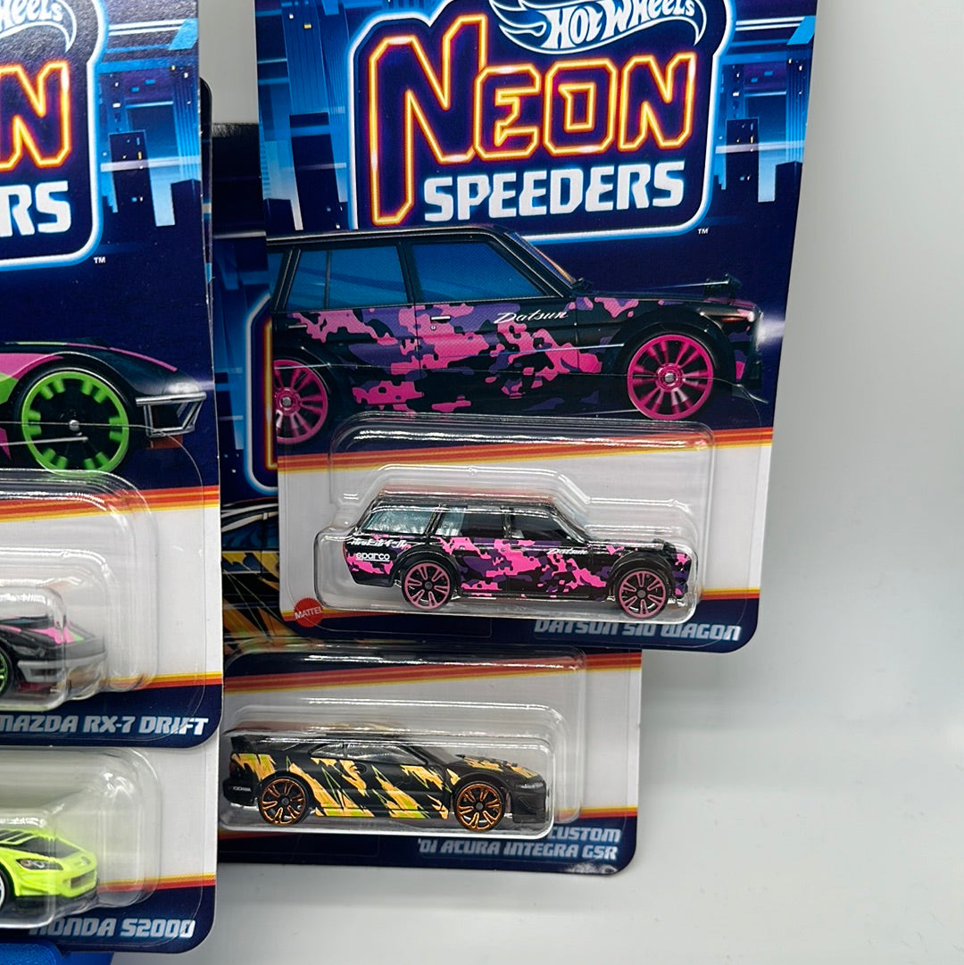 Hot Wheels - Walmart Exclusive Neon Speeders Series 2 - Complete Set of 8