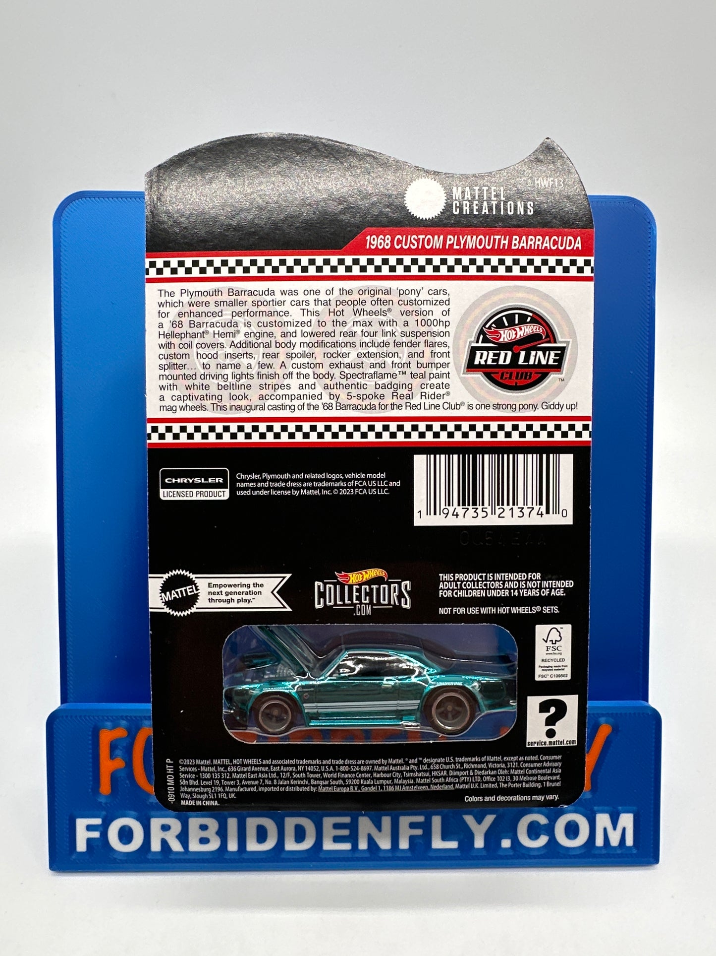 Hot Wheels RLC Red Line Club - 2024 Release - 1968 Custom Plymouth Barracuda - Teal
