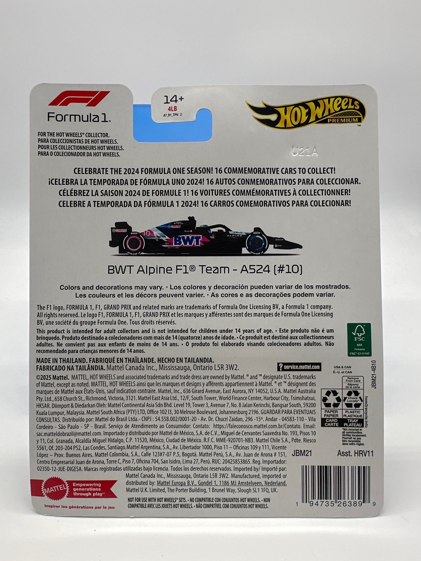 Hot Wheels 2025 Formula 1 Premium Series - BWT Alpine Racing #10 - Pierre Gasly
