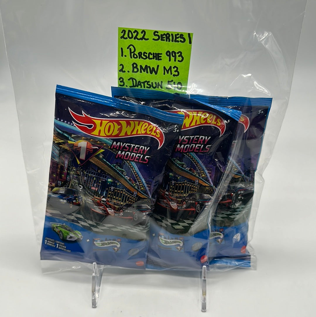 Hot Wheels 2022 Mystery Models Baggie - Series 1 Chase set of 3 (#1, #2, #3) - Porsche 993, BMW M3, Datsun 510