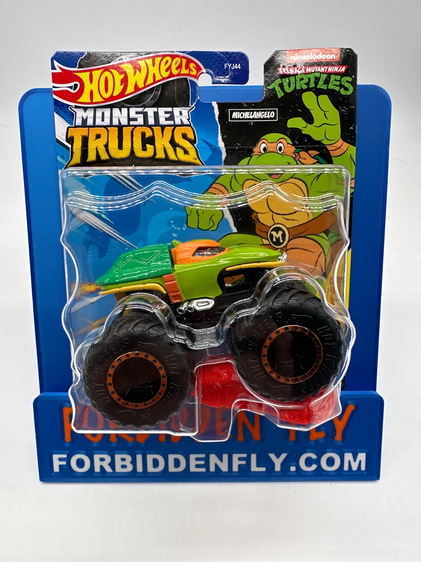 Hot Wheels Monster Trucks - Nickelodeon TMNT Series w/ Crushed Car - Teenage Mutant Ninja Turtles Michelangelo