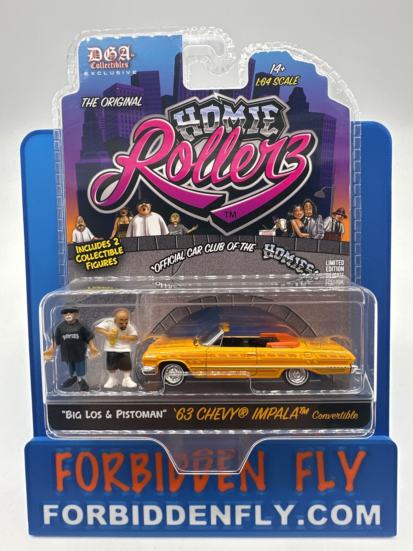 GreenLight & DGA Collectibles - 2025 Series 1 Homie Rollerz - ‘63 Chevy Impala Convertible With Big Los & Pistoman Homies