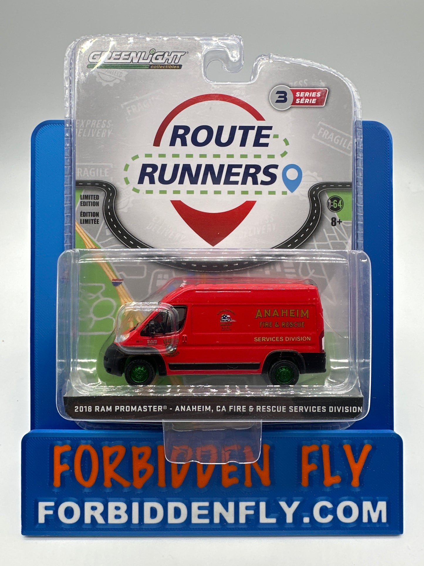 GreenLight Route Runners Series 3 - #53030 - 2018 Ran Promaster - Anaheim CA Fire and Rescue - Green Machine - Chase