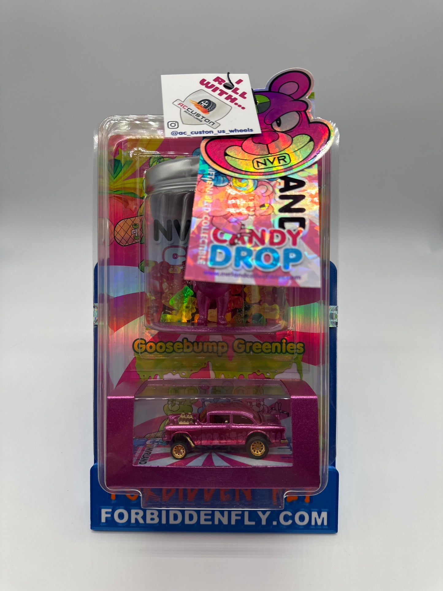 NVRLand Collectibles - 2023 WhatNot Candy Drop Release Car - 1955 Chevy Bel Air Gasser - Goosebump Greenies - Melinda Slayer - CHASE