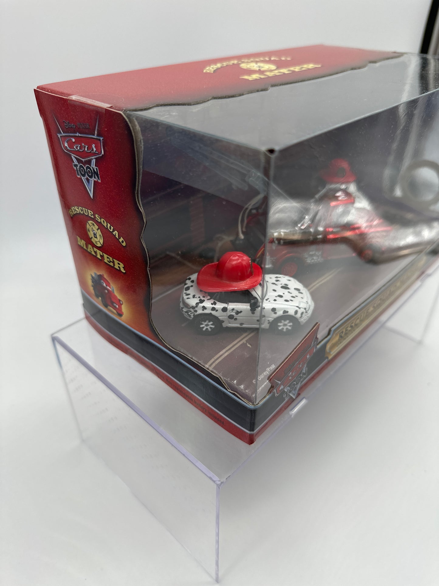 Disney Pixar Cars Movie - 2009 SDCC Comic Con Exclusive - Toon Metallic Rescue Squad Mater with Dalmatian Mia & Tia w/ Lights & Display