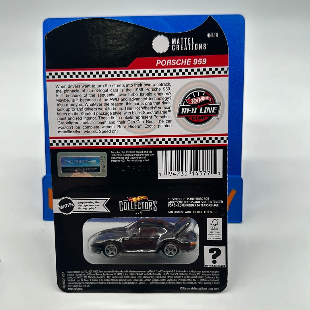 Hot Wheels RLC Red Line Club - 2023 Release - Black Porsche 959
