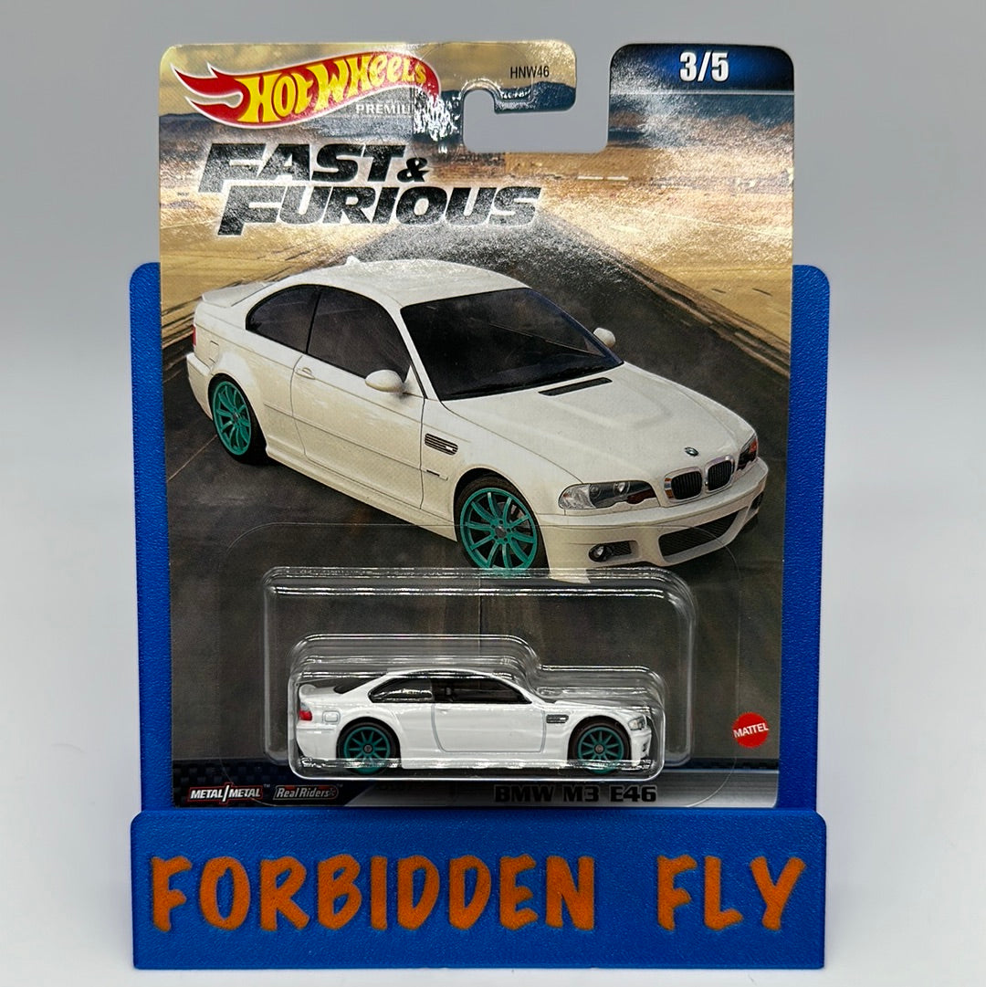 Hot Wheels Premium - Fast & Furious 2023 Retro Mix C Series Single - #3/5 - White & Green Wheels BMW M3 E46