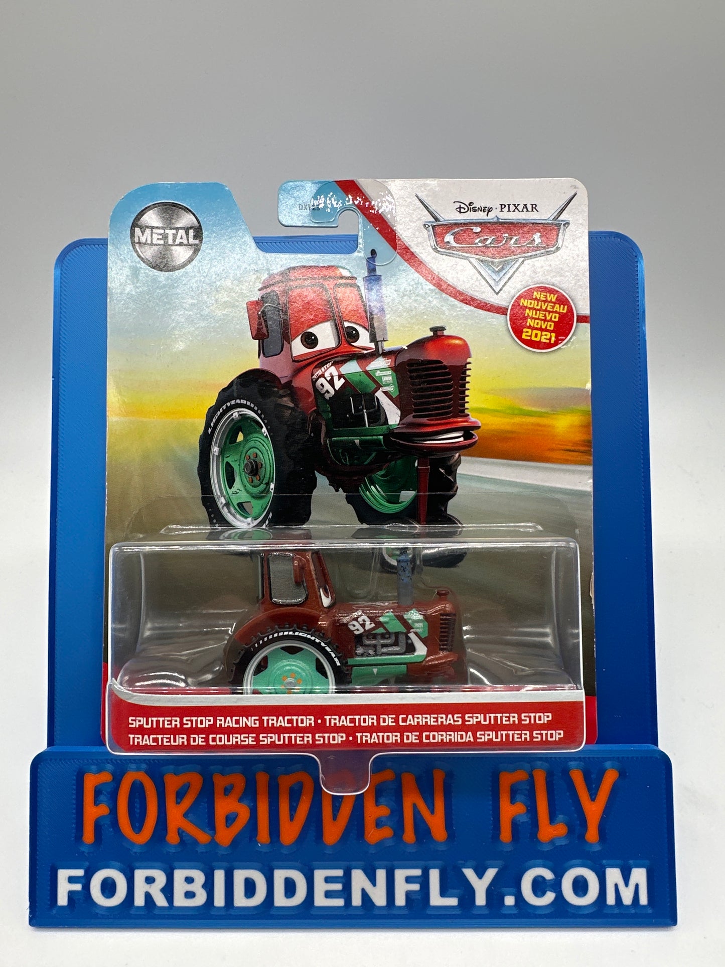Disney Pixar Cars Movie - Metal Logo Card Release - Sputter Stop Racing Tractor