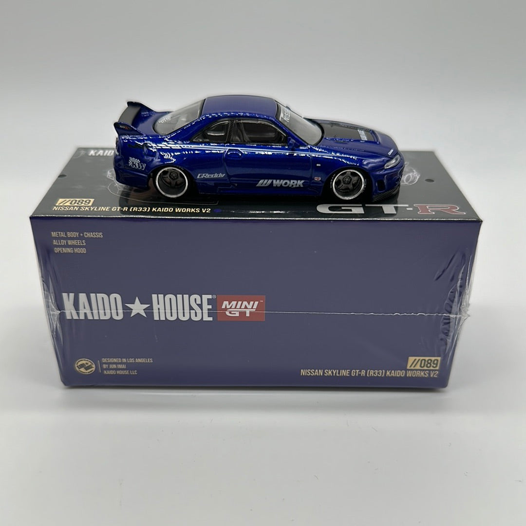 Kaido House (x MiniGT) - Regular Release #089 - Blue Nissan Skyline GT-R (R33) Kaido Works V2