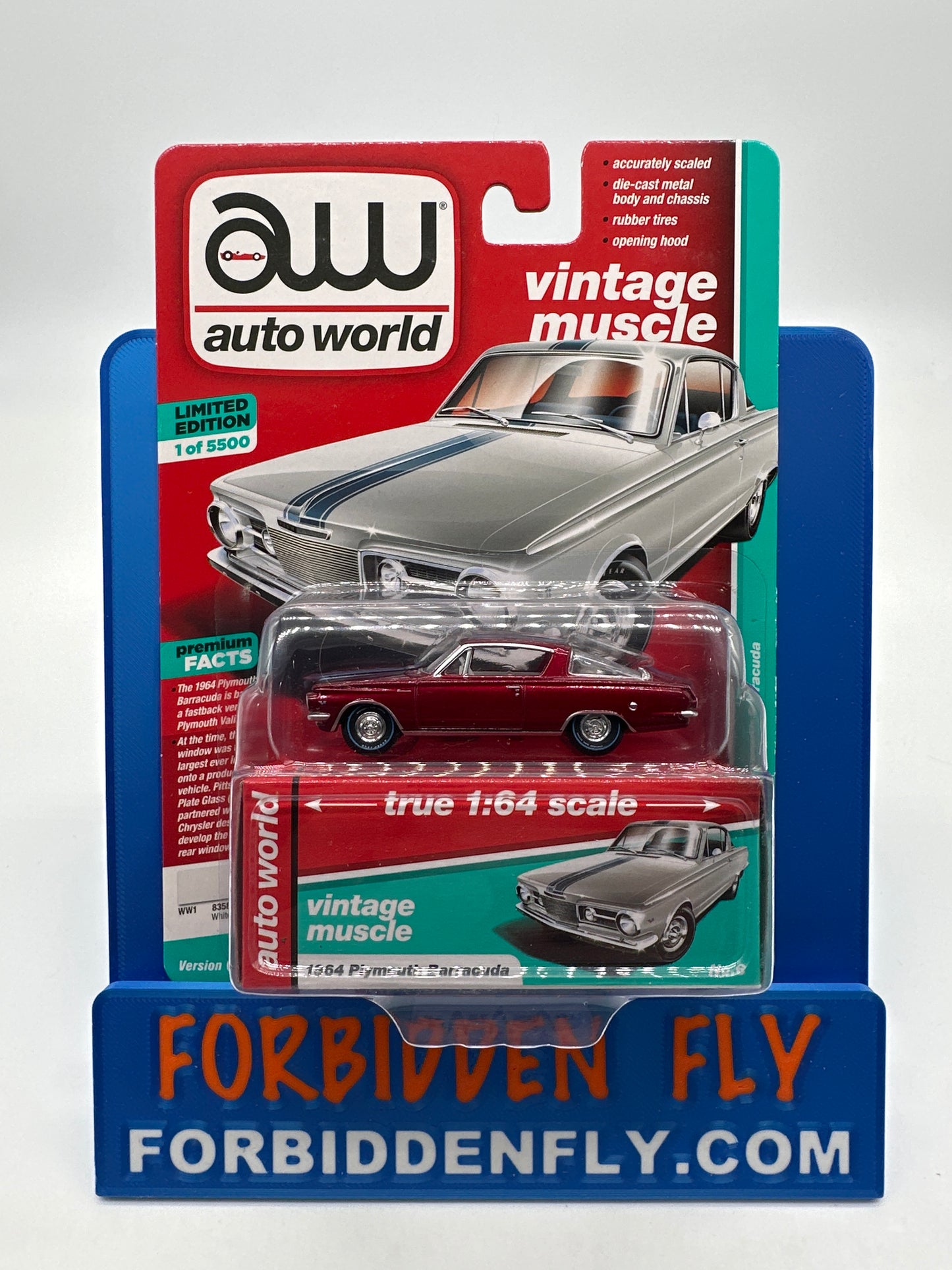 Auto World Vintage Muscle - 2019 Release 3 - 1964 Plymouth Barracuda - Version A - Ultra Red - Chase