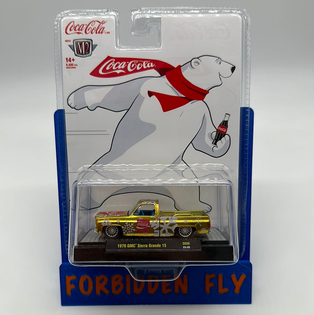M2 Machines 2023 Coca-Cola Holiday Acrylic - SK08 - Gold 1976 GMC Sierra Grande 15