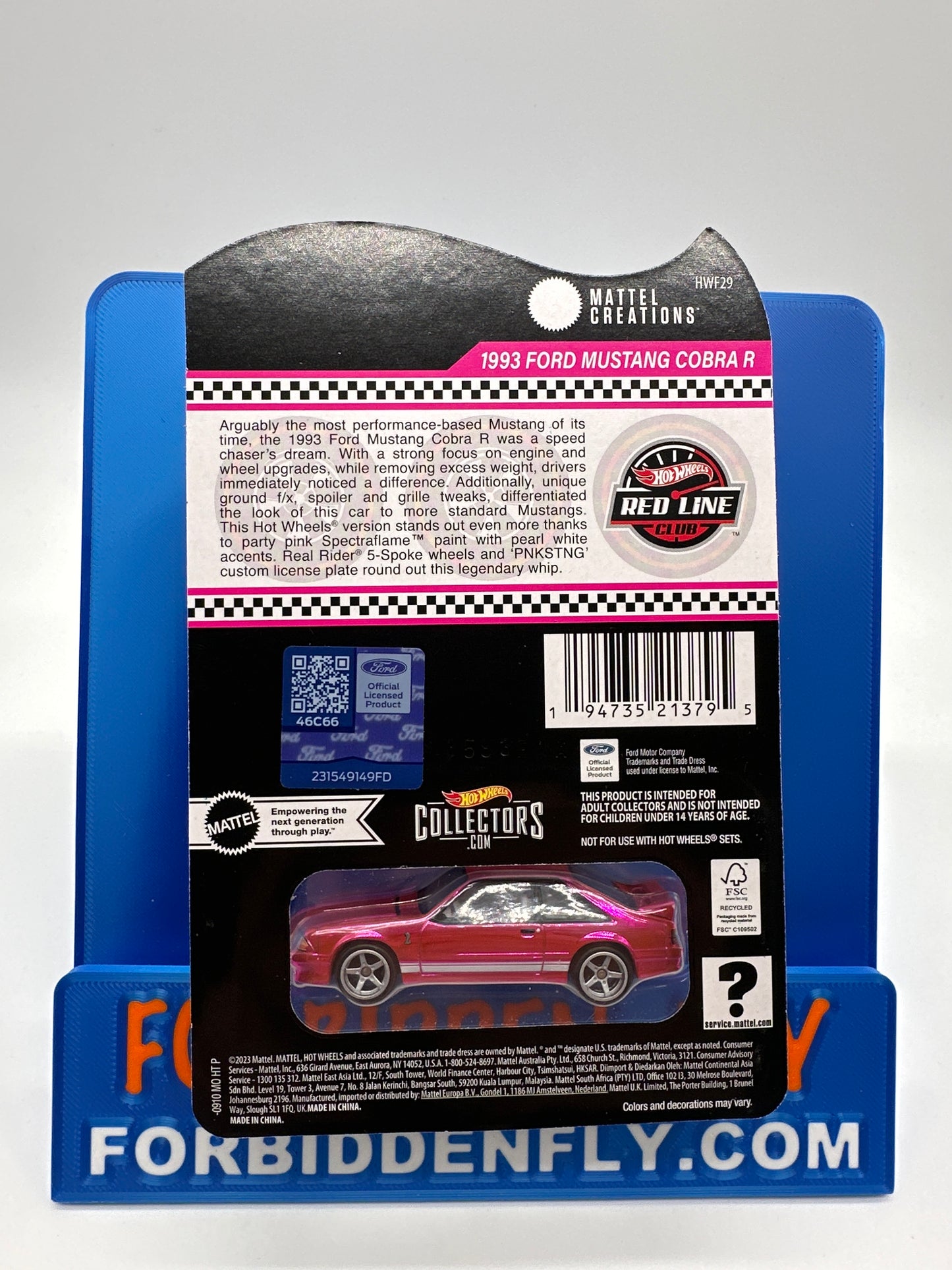 Hot Wheels RLC Red Line Club - 2024 Release - Pink Party Car - 1993 Ford Mustang Cobra R