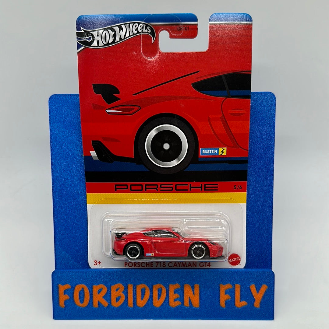 Hot Wheels 2024 Walmart Exclusive Silver Series Porsche Set - #5/6 - Red Porsche 718 Cayman GT4