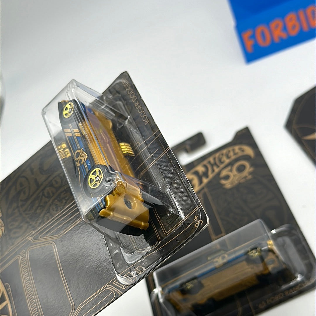 Hot Wheels Mainline - 2018 Black & Gold 50th Anniversary - Set of 6