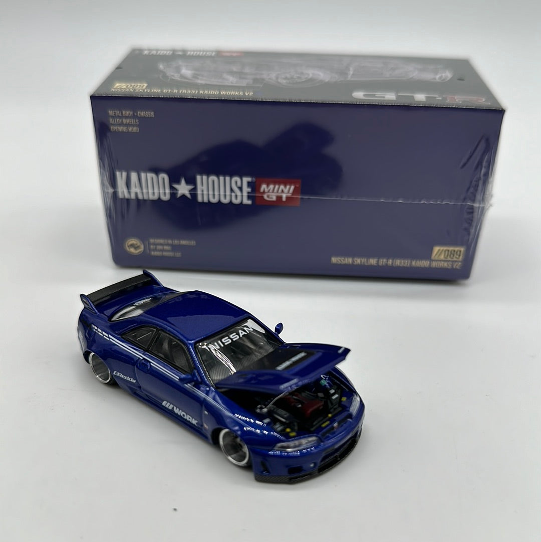 Kaido House (x MiniGT) - Regular Release #089 - Blue Nissan Skyline GT-R (R33) Kaido Works V2