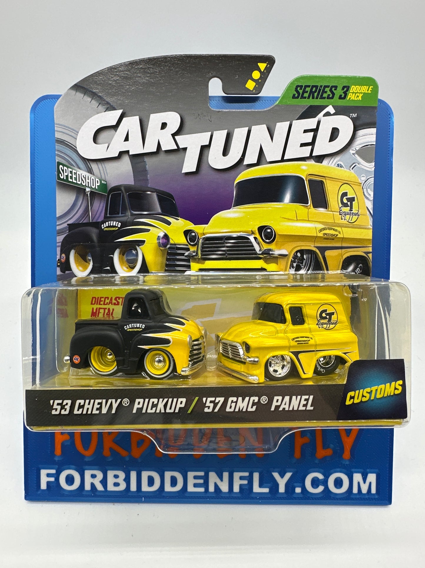 CarTuned - Series 3 Double Pack (Multipack) Regular Retail Release - “Mooneyes” Style ‘53 Chevy Pickup & ‘57 GMC Panel
