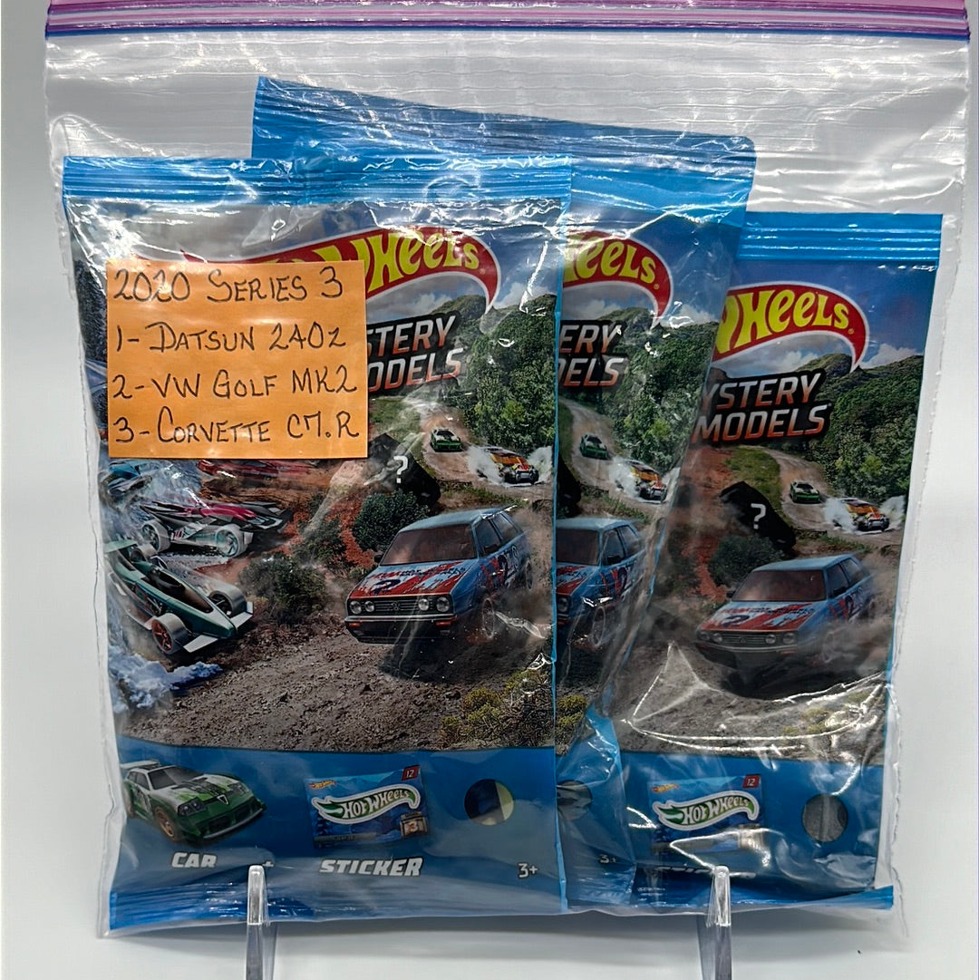 Hot Wheels 2020 Mystery Models Baggie - Series 3 Chase set of 3 (#1, #2, #3) - Datsun 240z, VW Golf MK2, Corvette C7.R