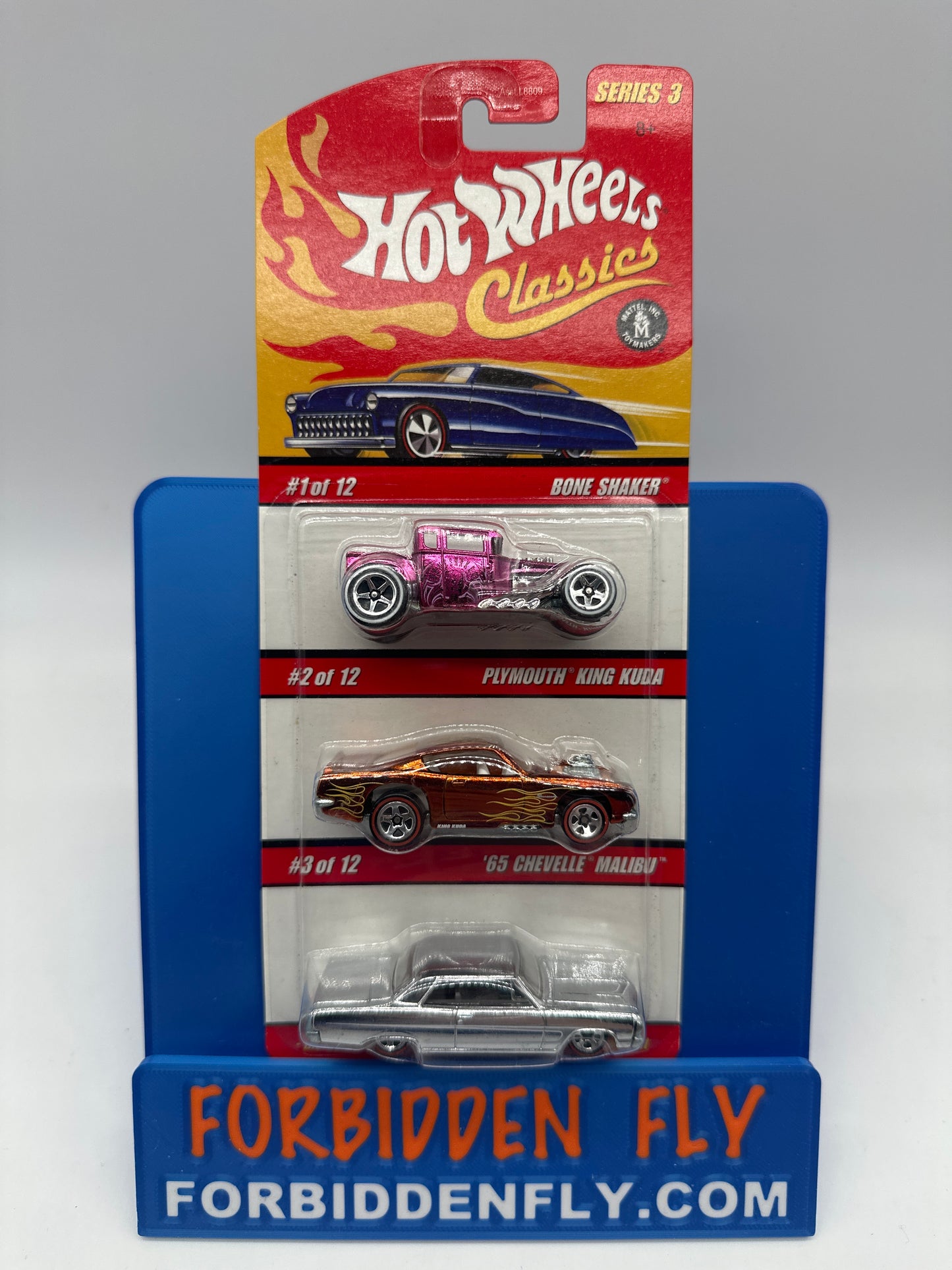 Hot Wheels Classics 3 Pack - Series 3 #’s 1, 2, 3 (Bone Shaker, King Cuda, Malibu)