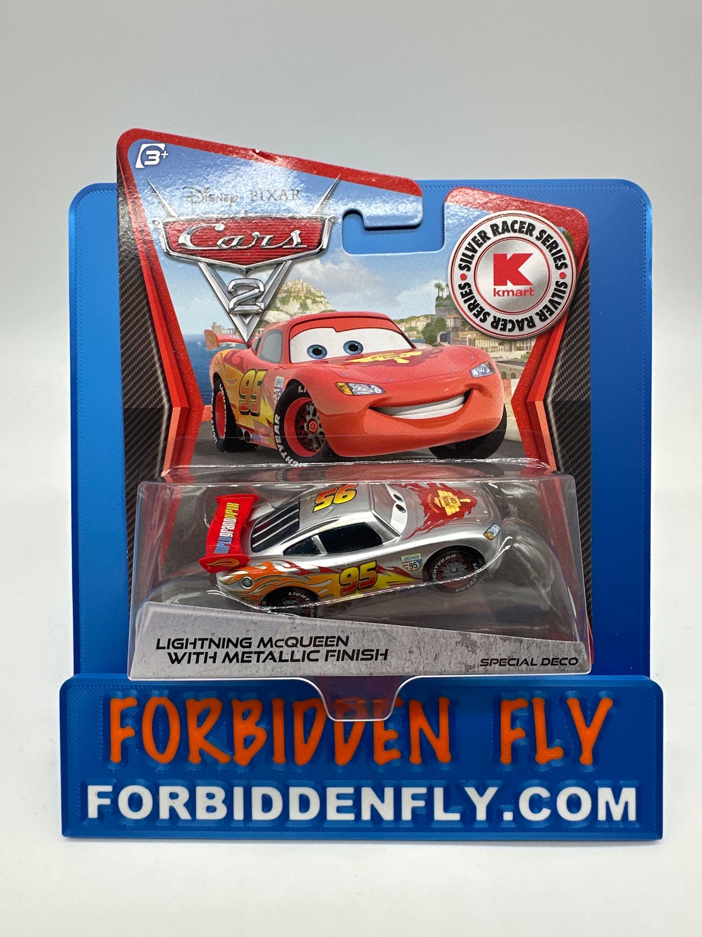 Disney Pixar Cars Movie - K Mart Exclusive Silver Racer Series - Lightning McQueen with Metallic Finish