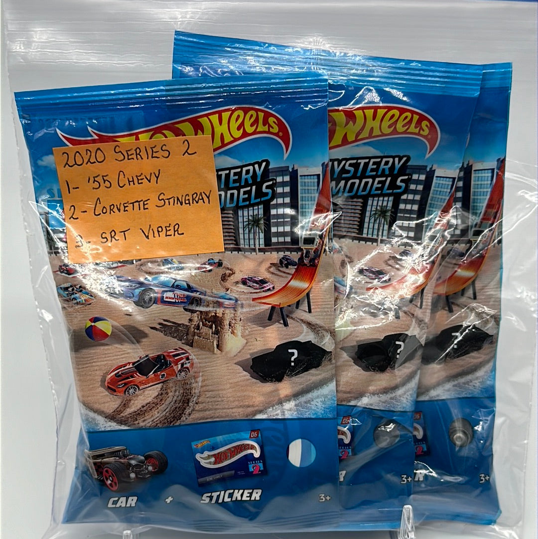 Hot Wheels 2020 Mystery Models Baggie - Series 2 Chase set of 3 (#1, #2, #3) - ‘55 Chevy, Corvette Stingray, SRT Viper