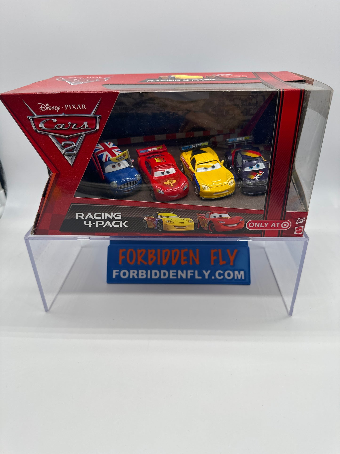 Disney Pixar Cars Movie - Target Exclusive Cars 2 Racing (Four) 5 Pack - Jeff Gorvette, Max Schnell, Lightning McQueen with Racing Wheels, Ronnie Del Cooper
