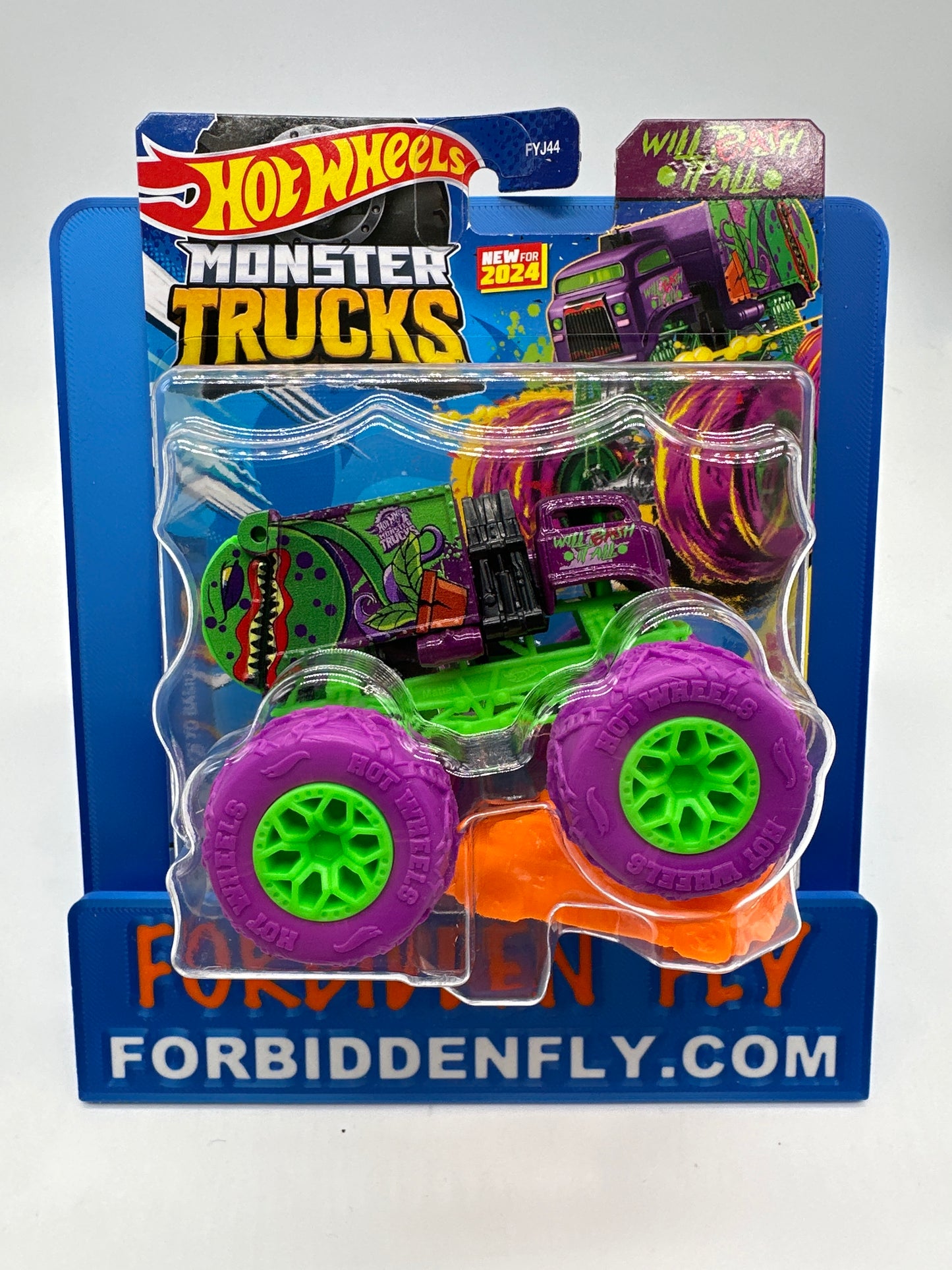 Hot Wheels Monster Trucks - HWMT Back To Basics Series w/ Crushed Car #7/7 - Will Eat It All - New For 2024