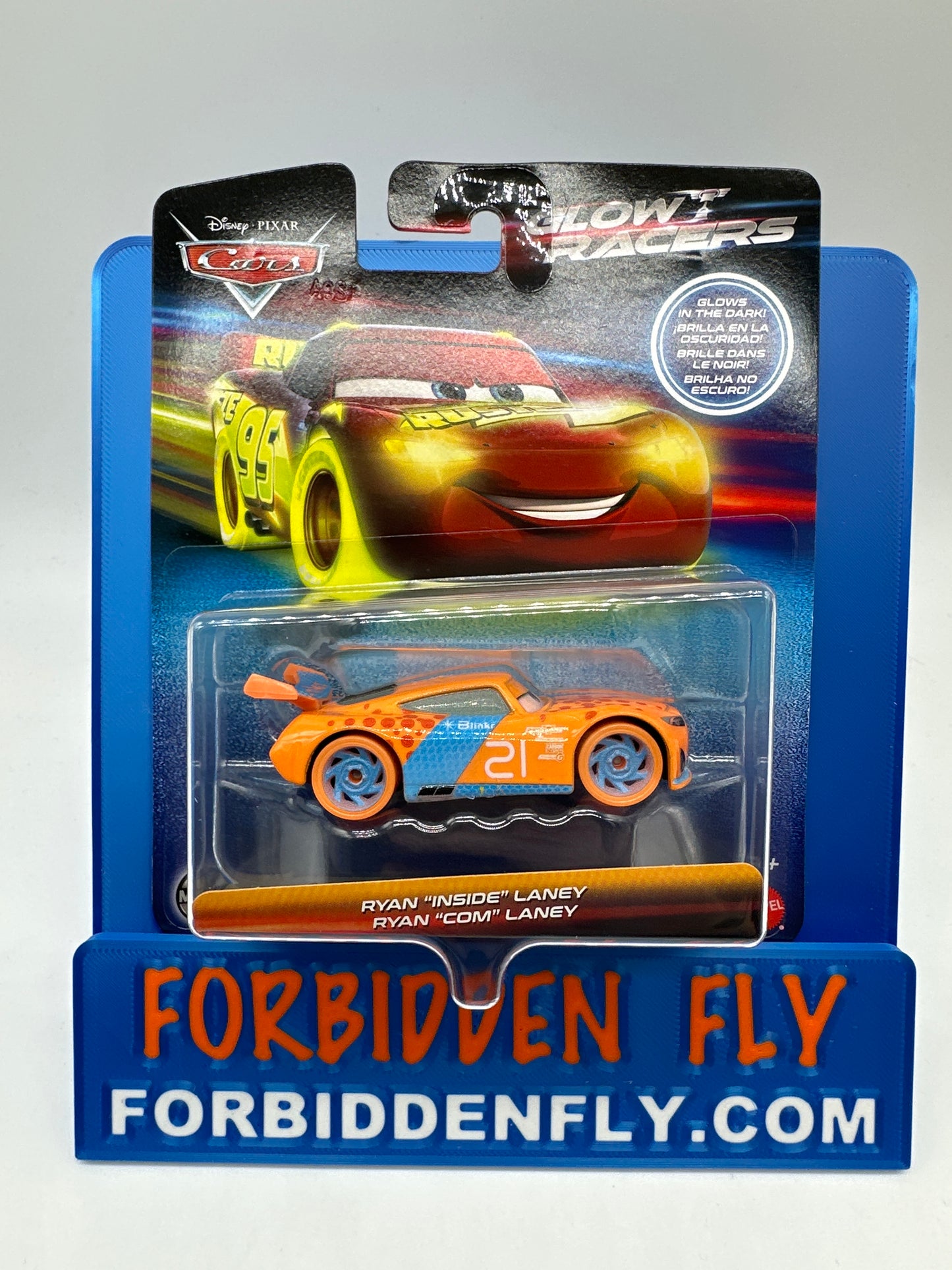 Disney Pixar Cars Movie - Glow Racers Series - #21 Ryan “Inside” Laney (Blinkr)