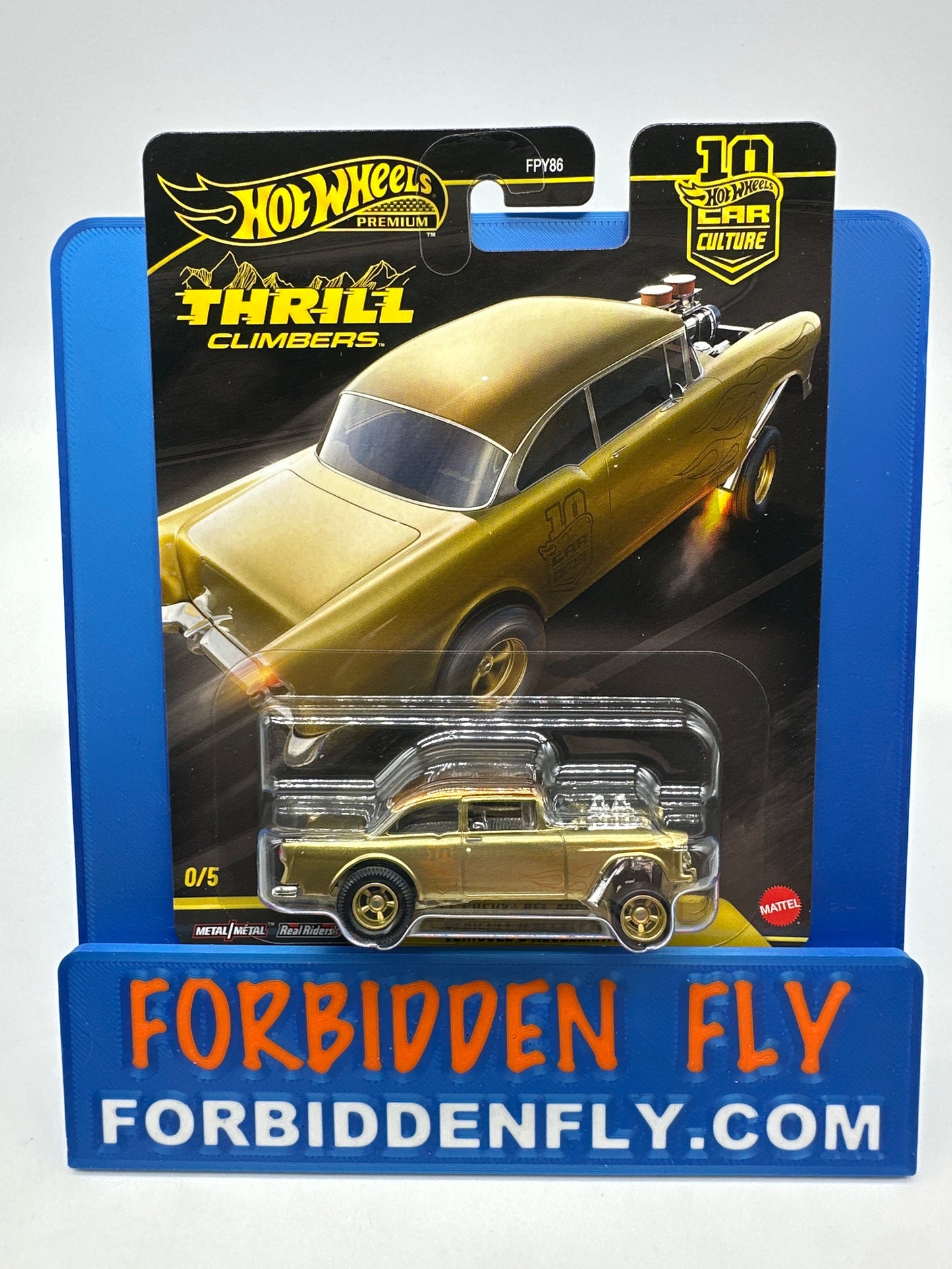 Hot Wheels Car Culture Premium - 2026 Thrill Climbers Series Single - #0/5 Gold Chase - ‘55 Chevy Bel Air Gasser