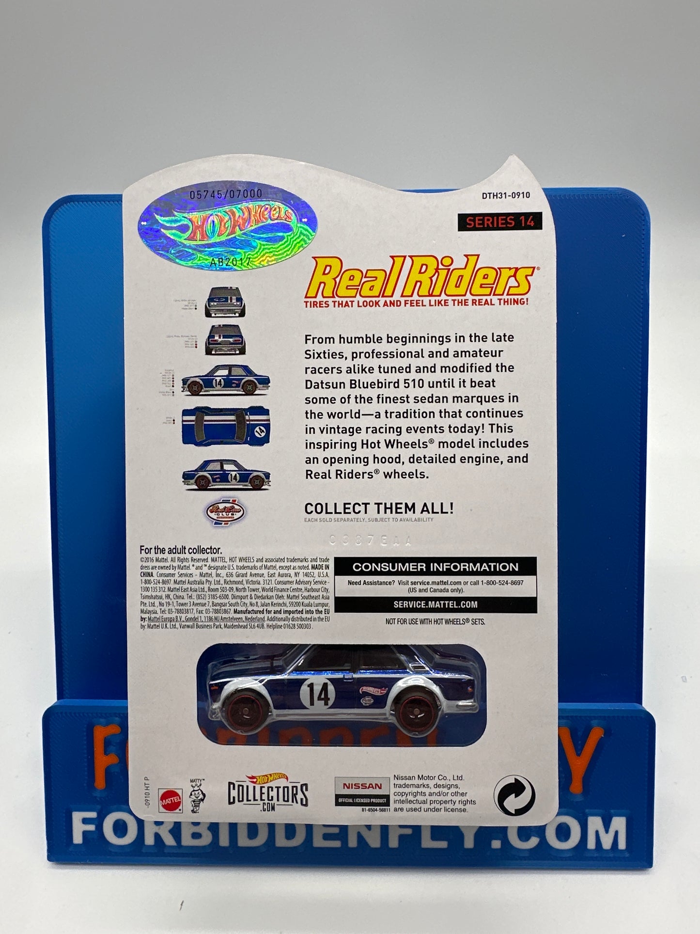 Hot Wheels RLC Red Line Club - Real Riders - Blue Datsun Bluebird 510