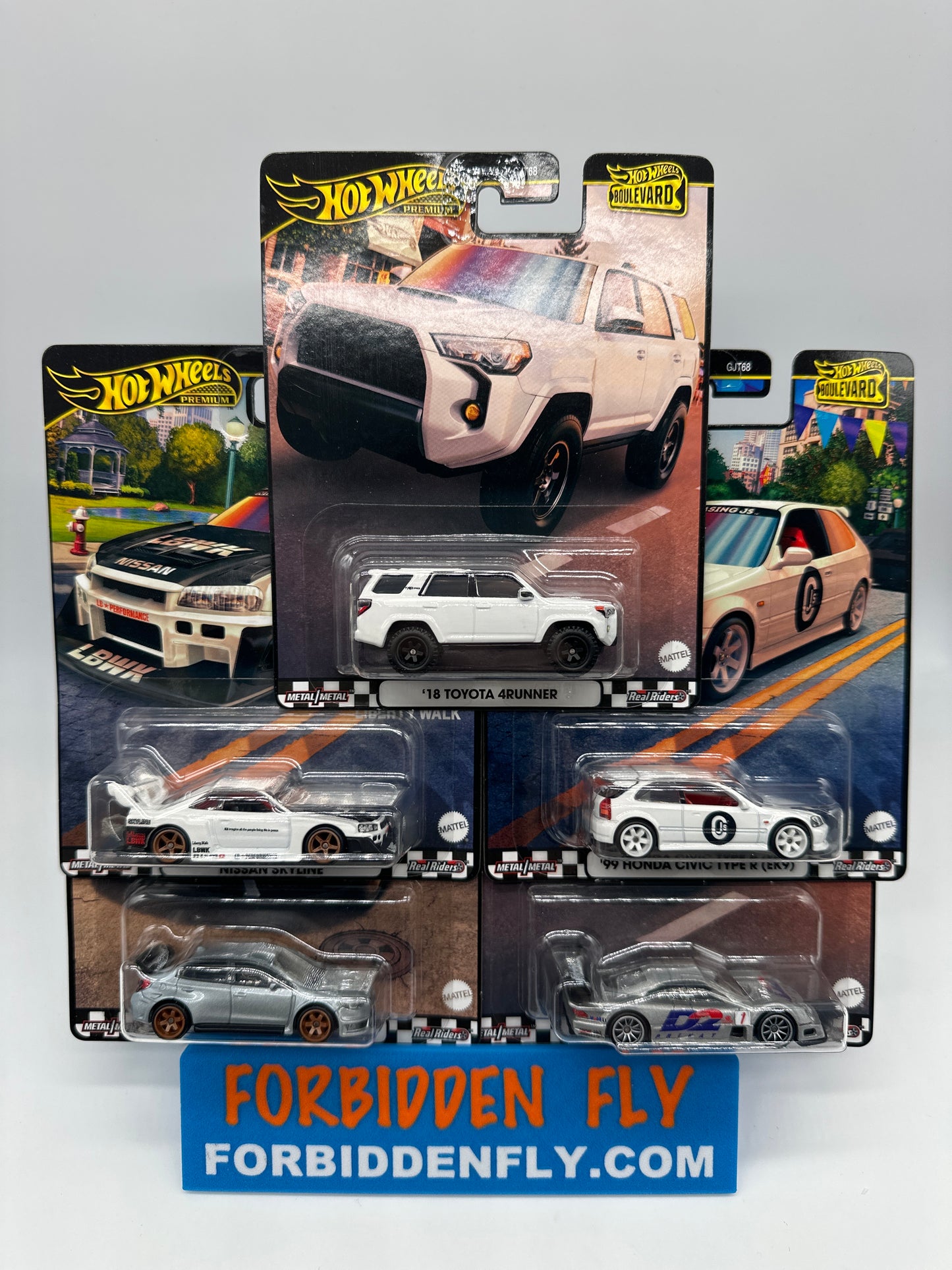 Hot Wheels Premium - Walmart Boulevard #NN Set of 5 - 4Runner, Civic, Skyline & More