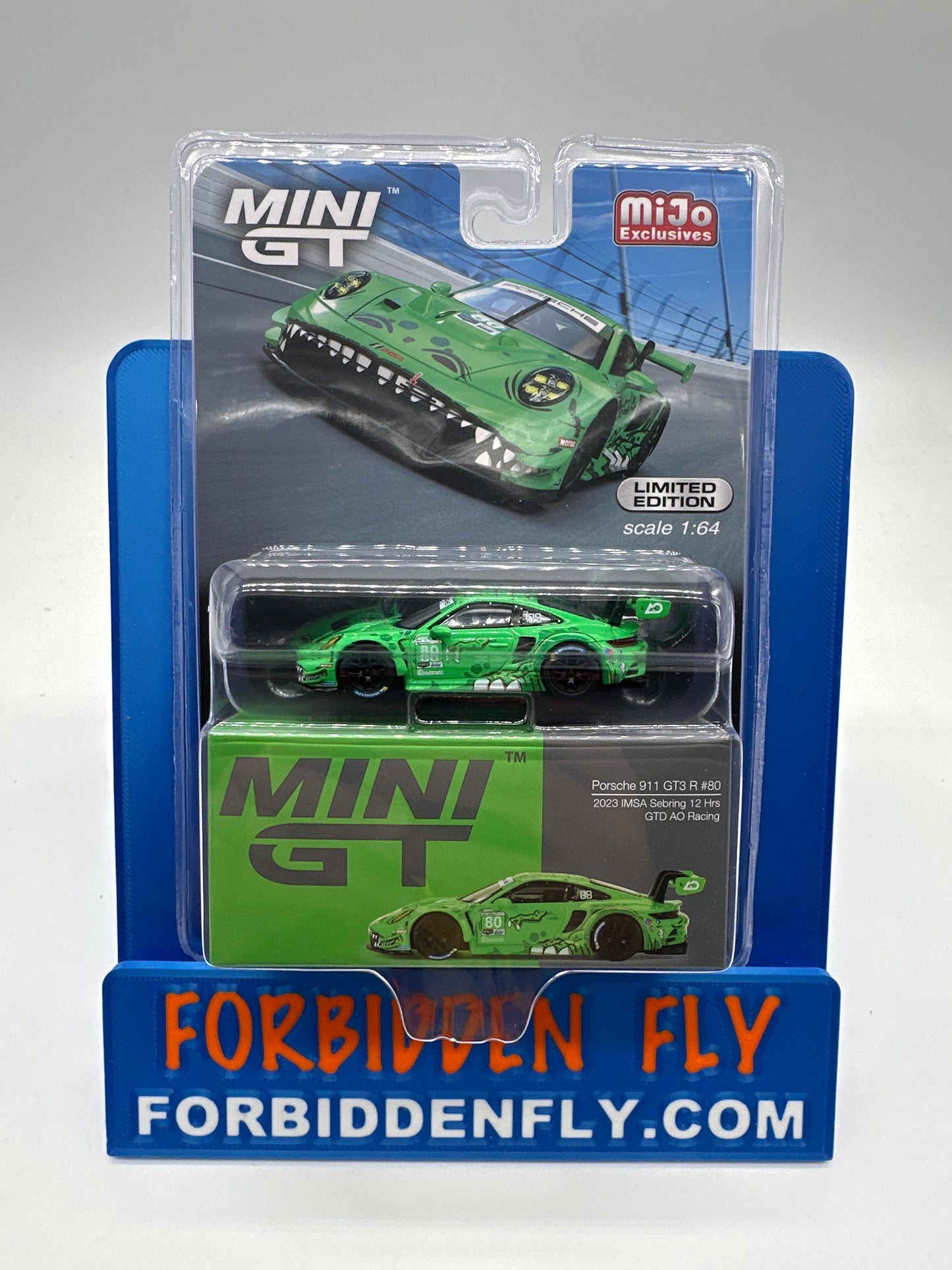 Mini GT Regular Release #713 - Porsche 911 GT3 R #80 - 2023 IMSA Sebring 12 Hrs - GTD AO Racing