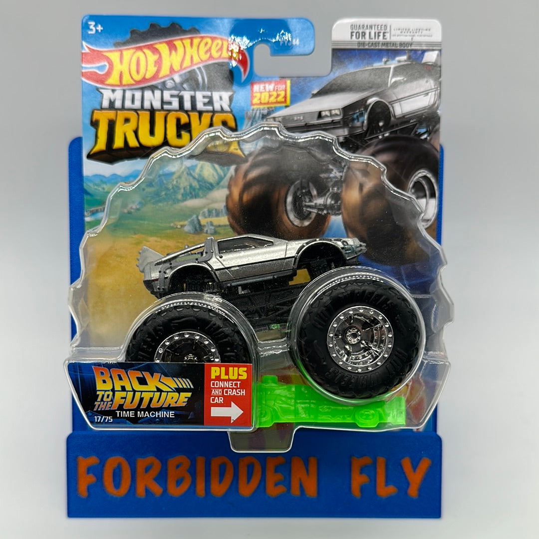 Hot Wheels Monster Trucks - 2022 w/ Connect and Crash Car #17/75 - Back to the Future Delorean Time Machine