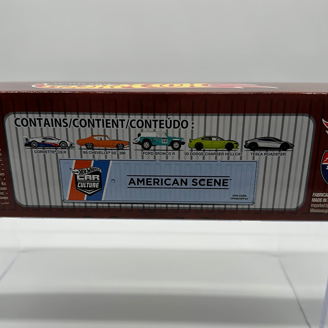 Hot Wheels Car Culture Shipping Cargo Container - American Scene Premium Boxed Set Of 5