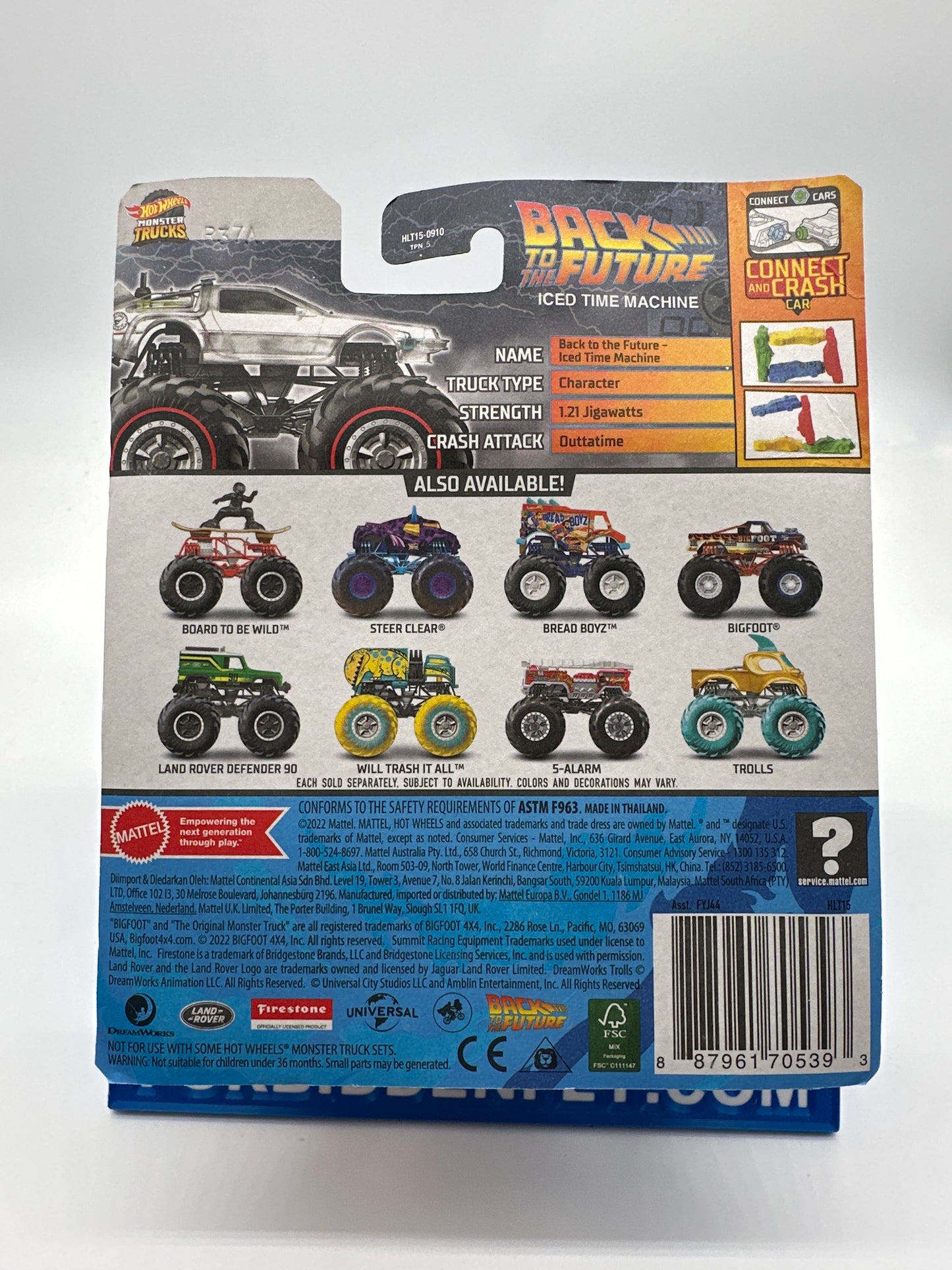 Hot Wheels Monster Trucks - Treasure Hunt 2023 Series - Back To The Future Iced Time Machine w/ Crushed Car