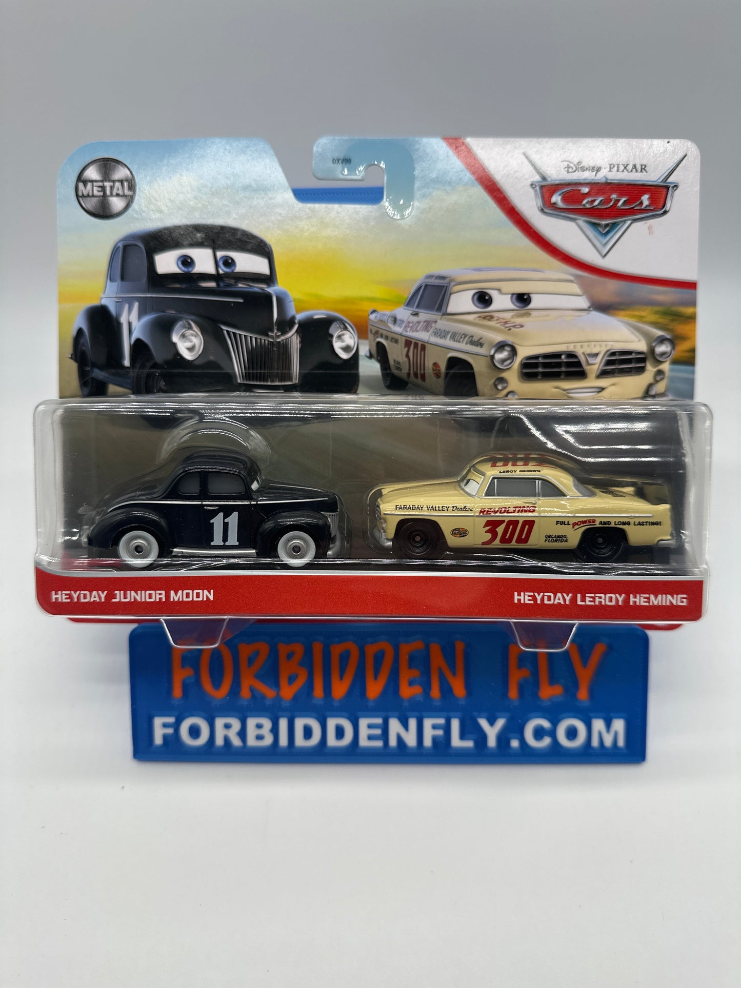 Disney Pixar Cars Movie - Metal Logo Card Two Pack - Heyday Junior Moon & Heyday Leroy Heming
