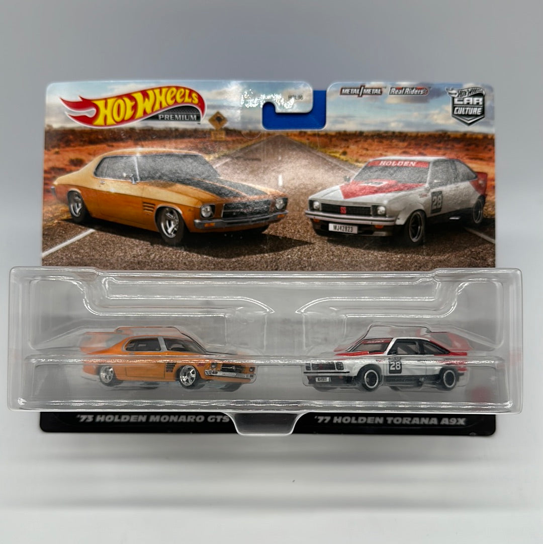 Hot Wheels Car Culture - Target Exclusive Premium 2 Pack - ‘73 Holden Monaro GTS & ‘77 Holden Torana A9X