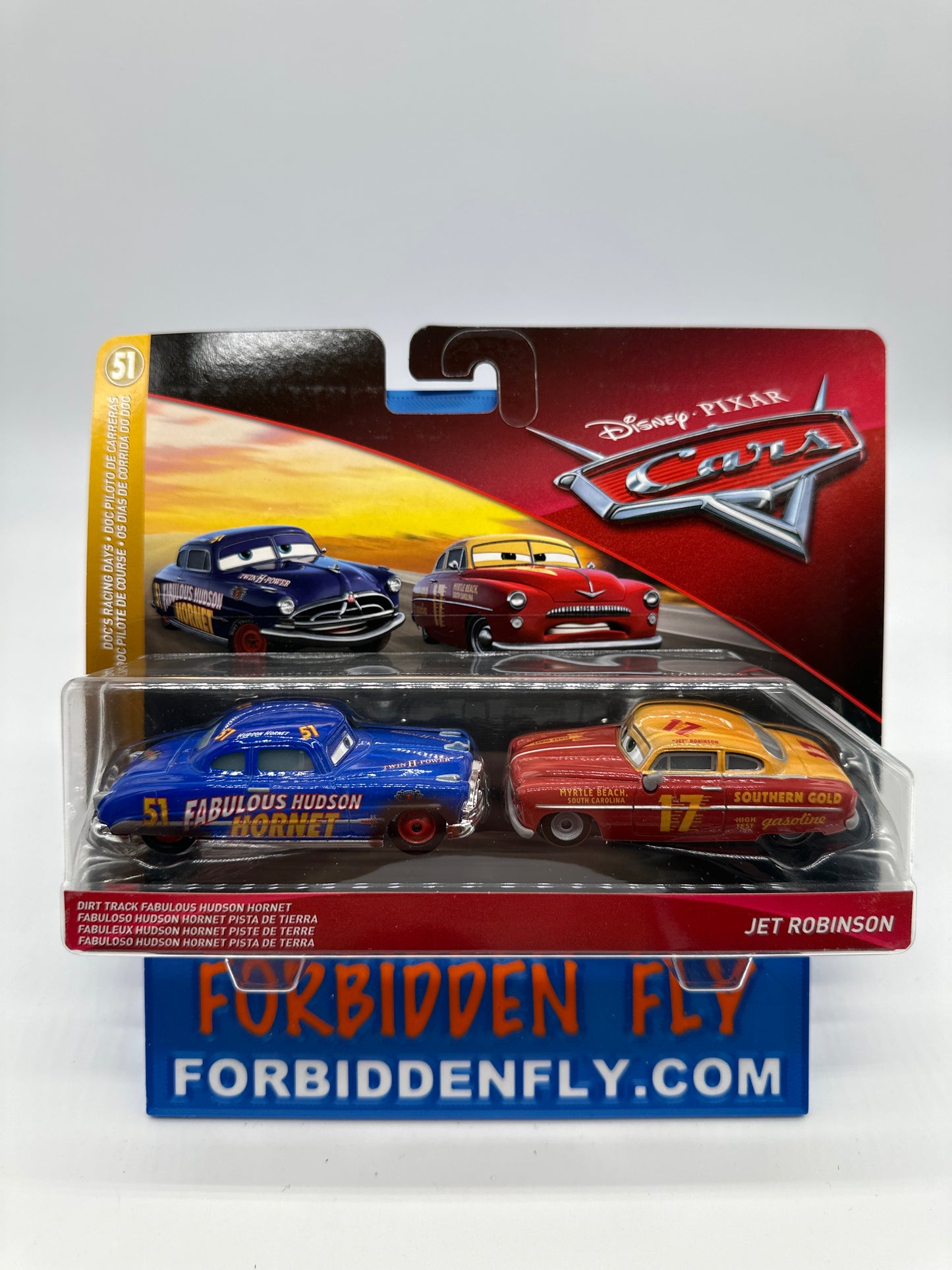 Disney Pixar Cars Movie - Two 2 Pack - Doc’s Racing Days Series - Dirt Track Fabulous Hudson Hornet & Jet Robinson