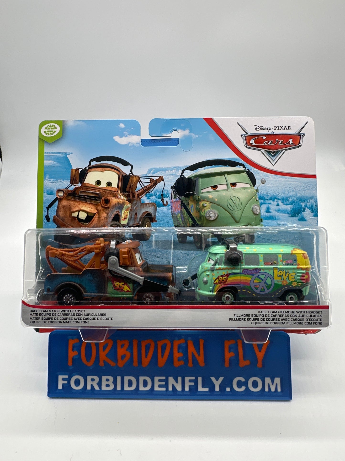 Disney Pixar Cars Movie - Piston Cup Series (Two) 2 Pack - Race Team Mater With Headset & Race Team Fillmore With Headset