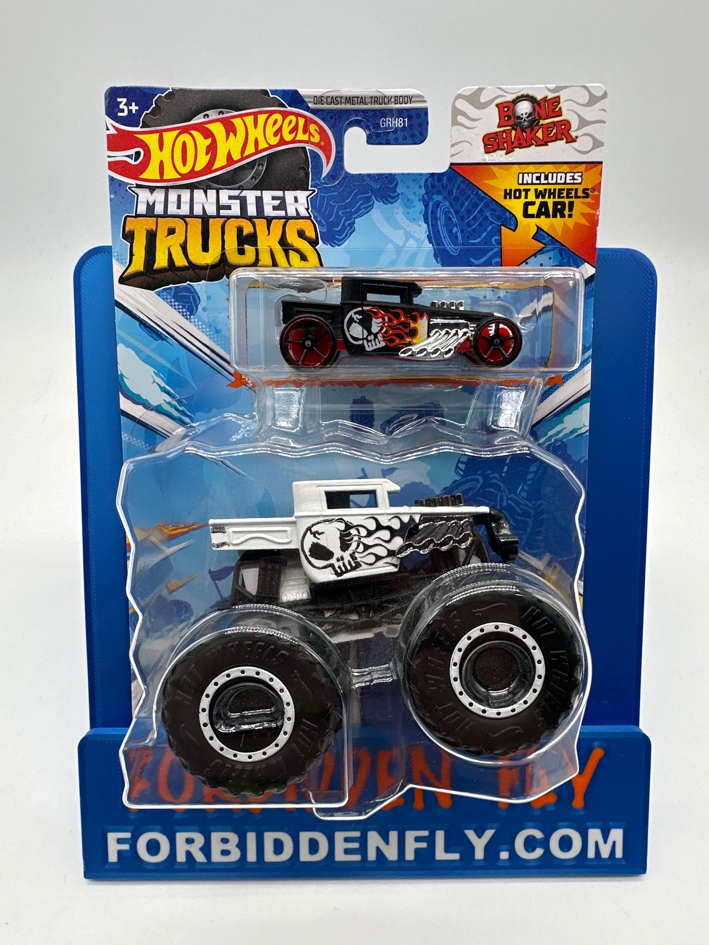 Hot Wheels Monster Trucks - 2023 Combo 2 Pack - White Bone Shaker Monster Truck w/ Bone Shaker Car